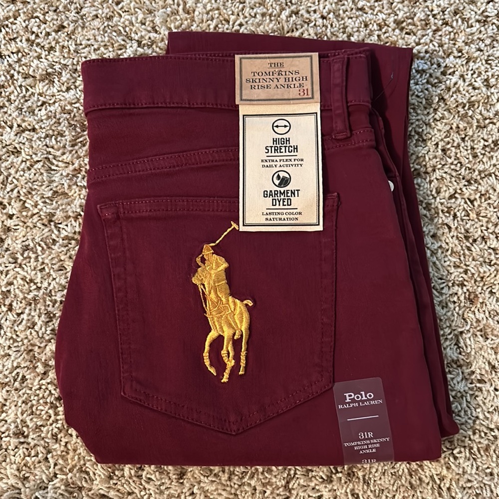 Polo Ralph Lauren - The Tompkins Skinny High Rise Ankle - Wine - Size 31R